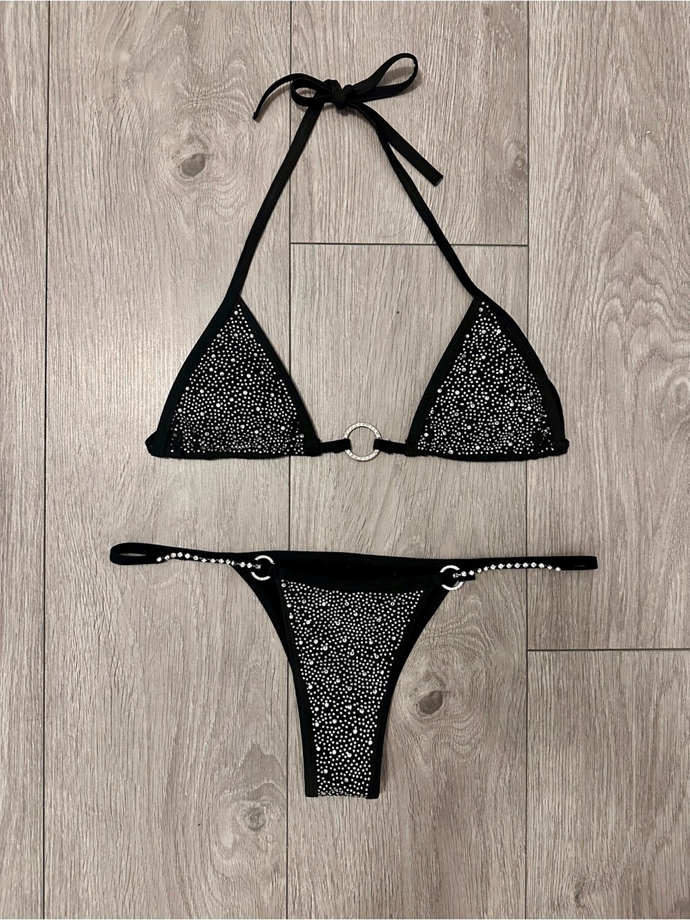 ✨ Black Rhinestone Sparkle Bikini Set ✨ Size Small - Women Swim